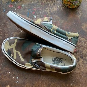 Vans camo slip ons